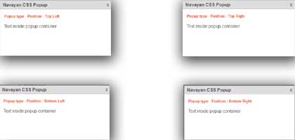 Navayan CSS Popup - Positions